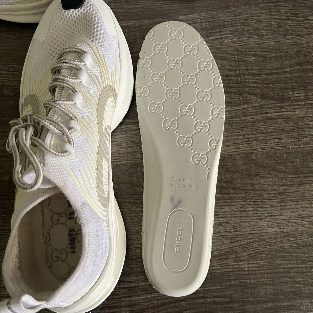Gucci Run Men White Gray Black Sneakers Shoes 680893 Gucci Size 9.5 US 10